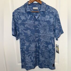 PGA Tour NWT Insignia Blue Distressed Floral Polo Shirt